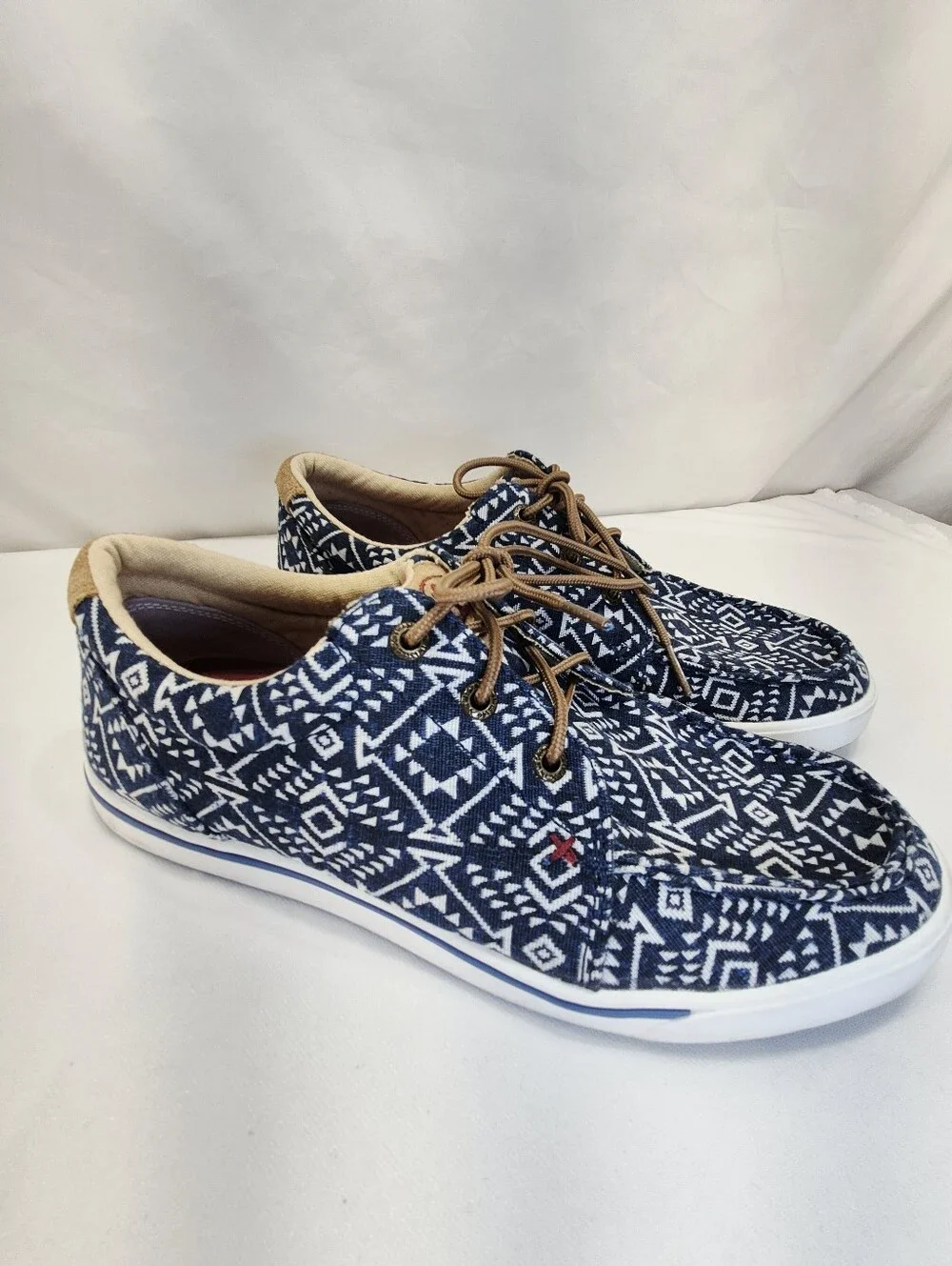Twisted X Men's 9 Southwestern HOOey Loper Sneakers Moc Toe WHYC006 Blue White